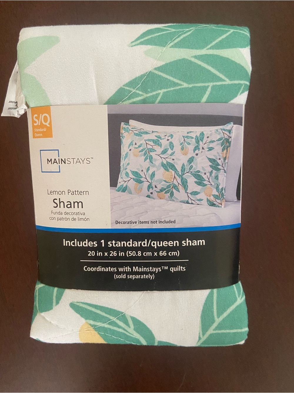 Mainstays Lemon Pattern Pillow Sham in White, Green & Yellow